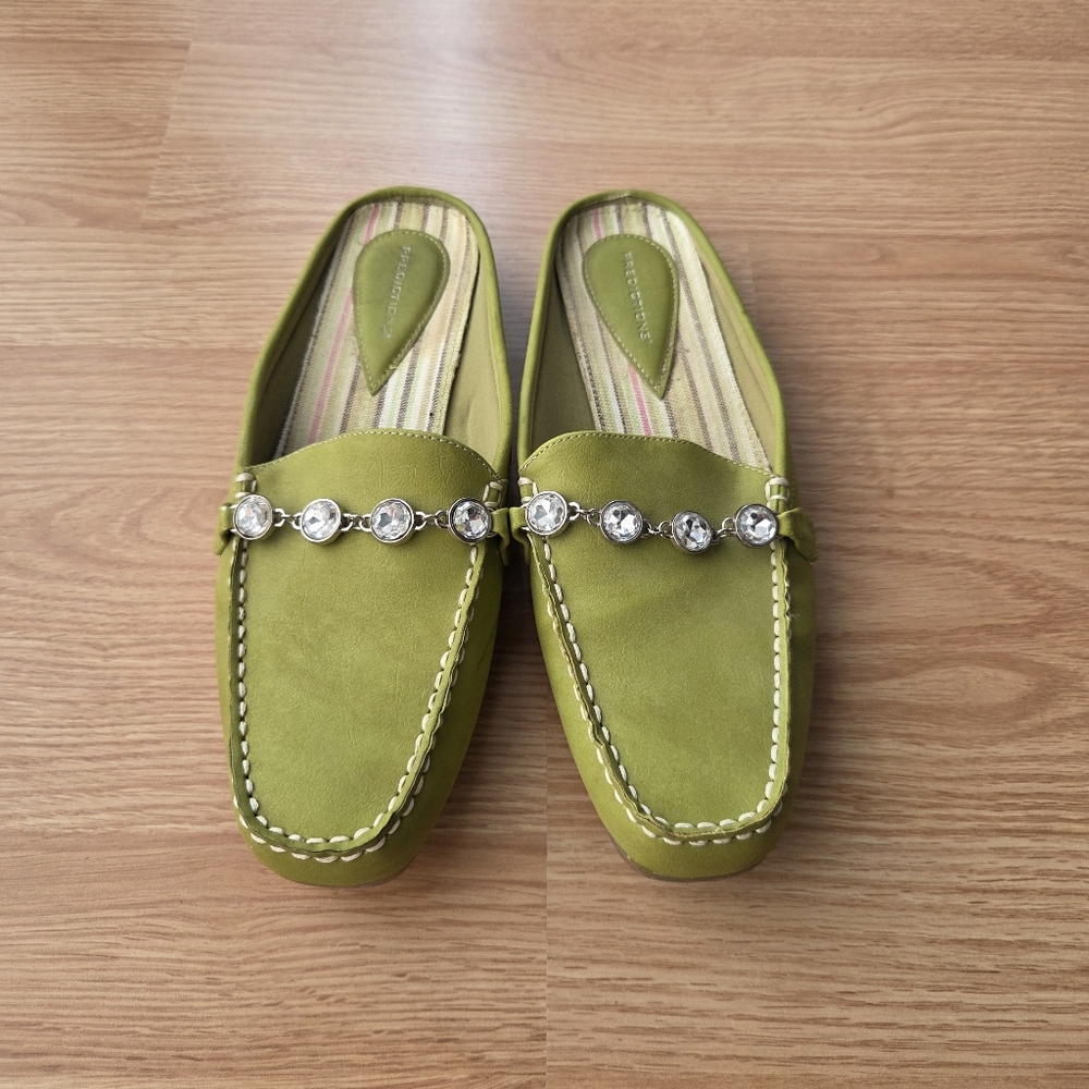 Predictions Green Rhinestone-Trim Slip-On Moccasins